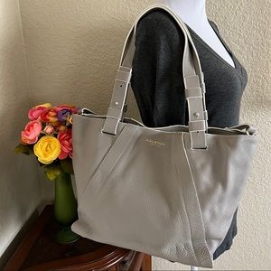 Halston Heritage Gray Pebbled Genuine Leather Bag